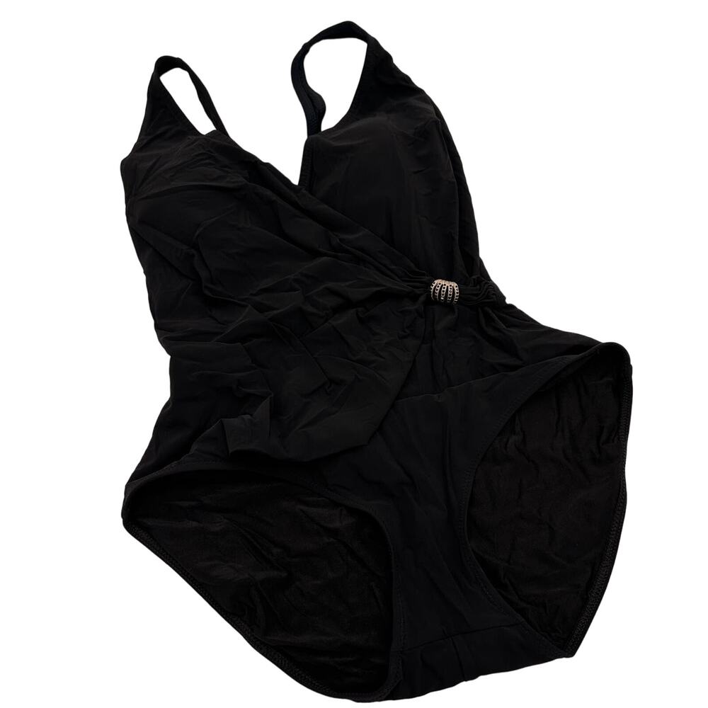 Gottex Black Wrap Swimsuit One Piece Size 16 - Picture 1 of 11